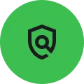 Black shield-shaped map pin icon with a small central circle and pointed bottom, centered on a bright green circular background; clean, modern tone.