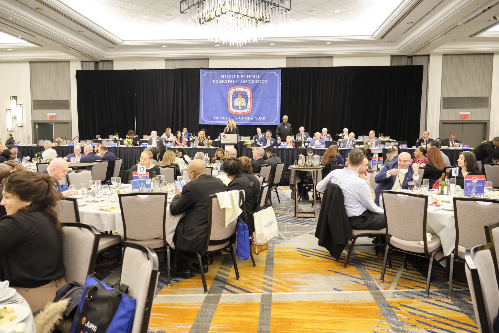 Middle School Principals Association meeting in banquet hall