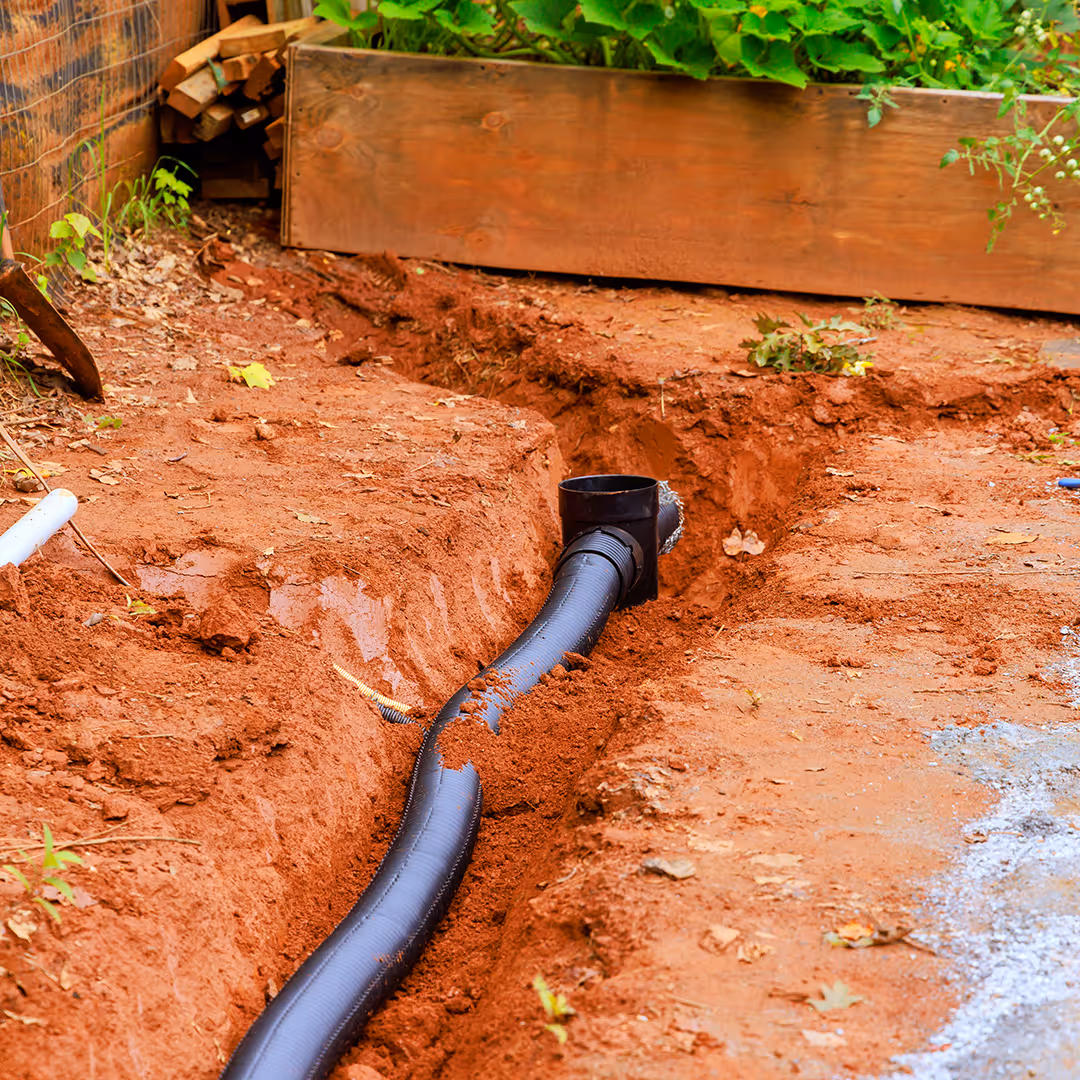 Drainage excavation and trenching for water management system