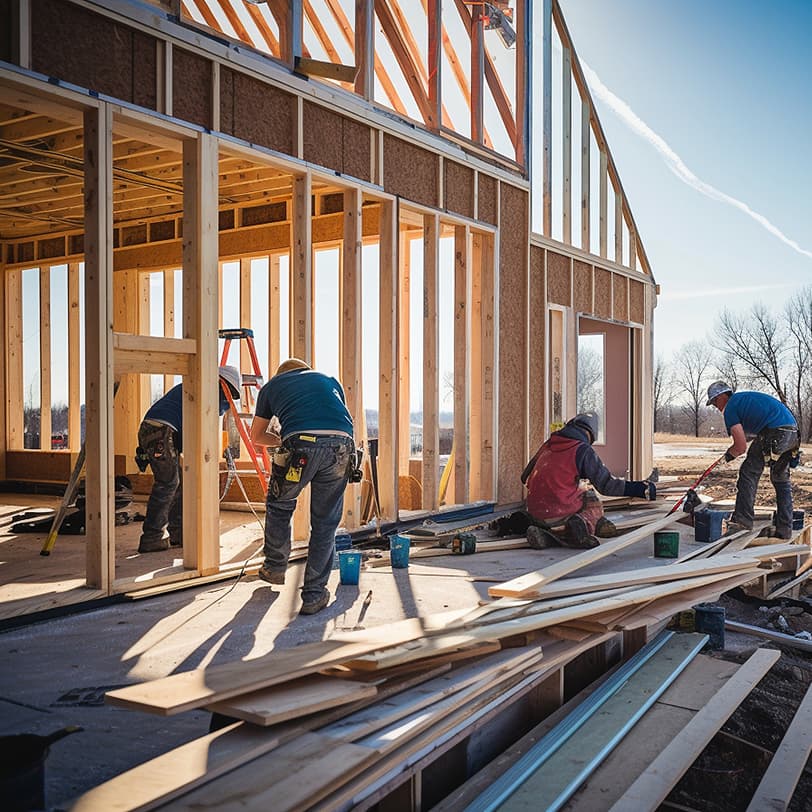 new house construction with builders