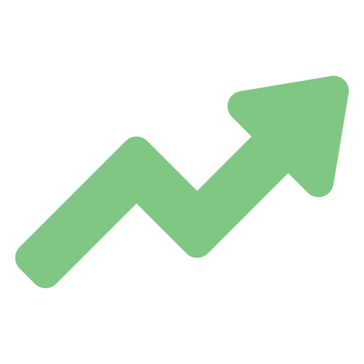 jagged green arrow pointing toward the top right corner of the screen representing upward progression