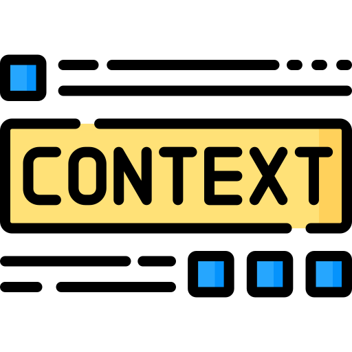 An illustration with the word "context" highlighted by a yellow box with non-descript lines of text above and below