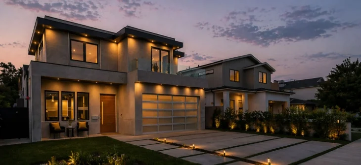 Residential home at dusk