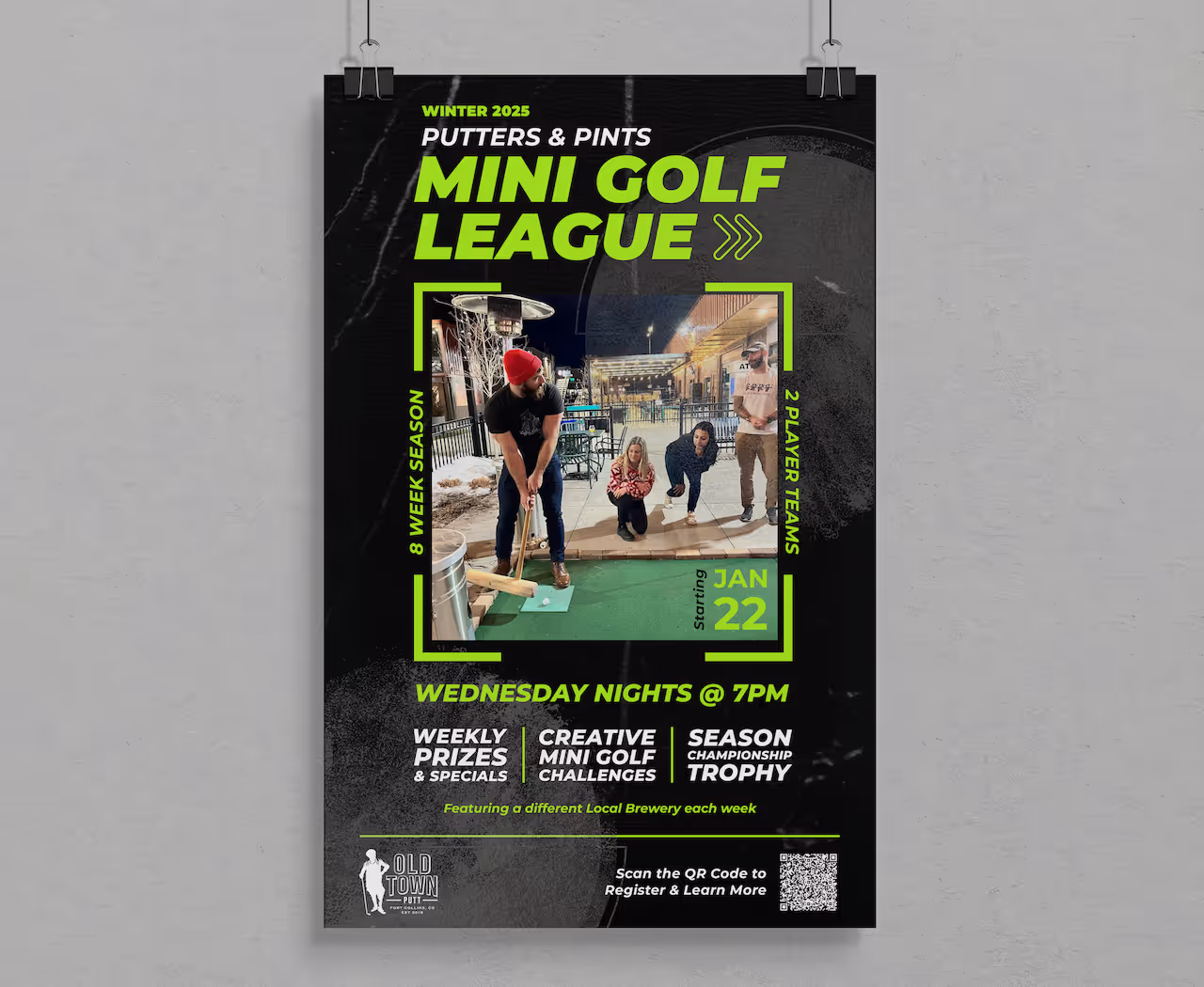 Old Town Putt mini golf league poster
