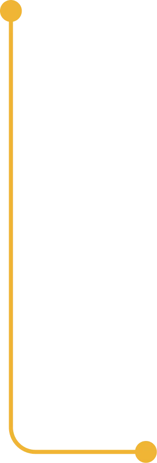 Vertical orange line with rounded ends extending downward then turning right, ending with a rounded dot.