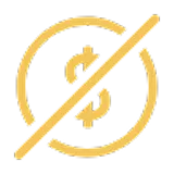 Dollar sign inside a circle with a diagonal slash through it, symbolizing no cost or free.