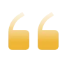 Yellow quotation mark symbol on transparent background.