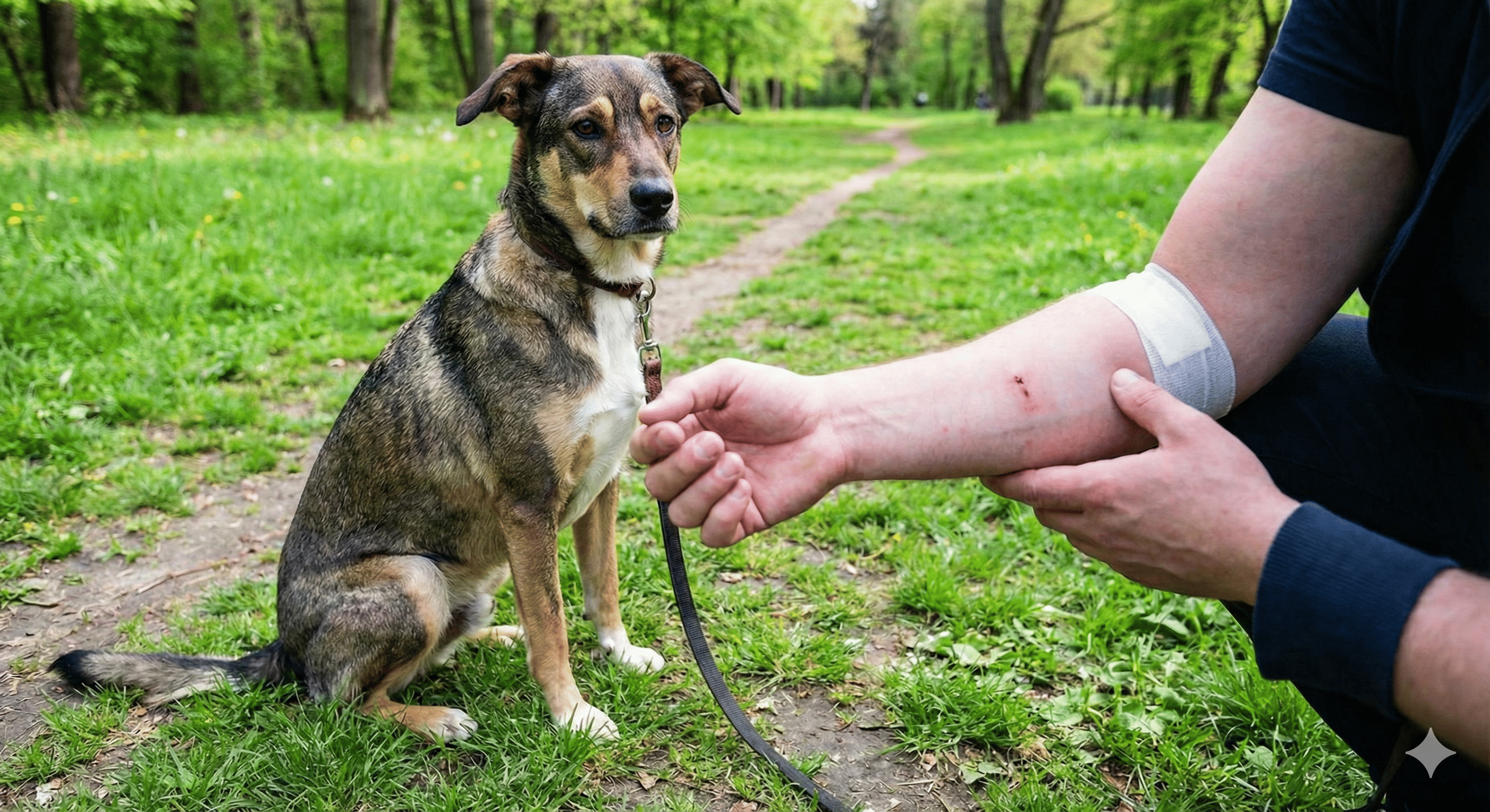 White pickup truck off the road in grass with scattered debris and three people standing by two cars on the roadside.