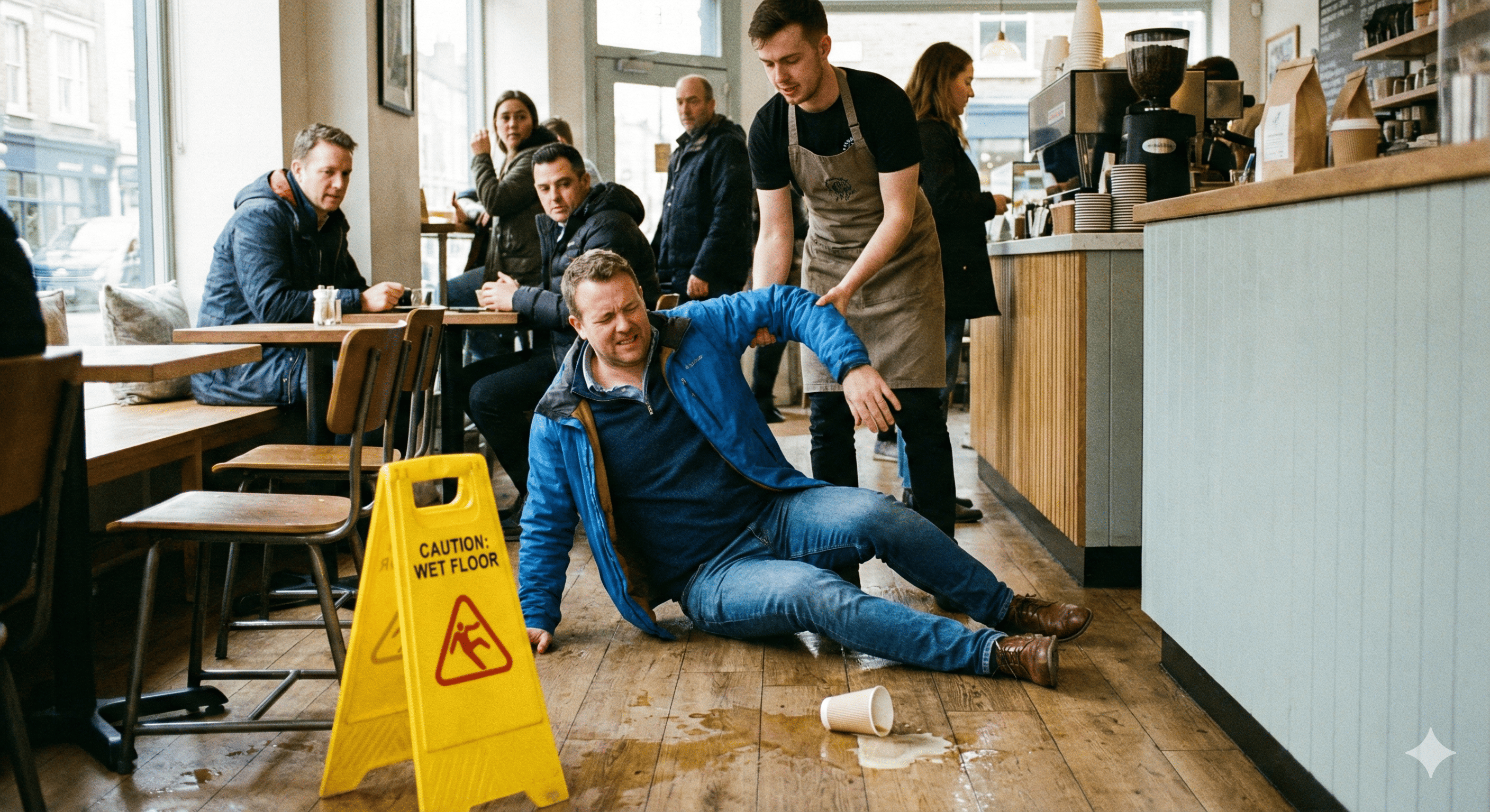 Overturned green and yellow auto-rickshaw in the middle of a city street with police officers and bystanders nearby.