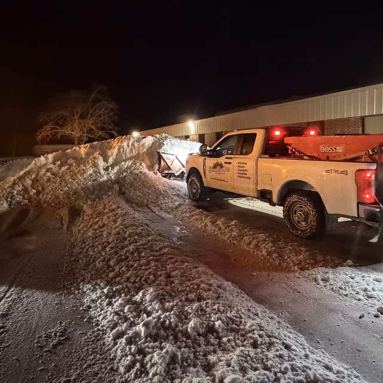 Snow plowing and ice management for a commercial property in Merrimack, NH
