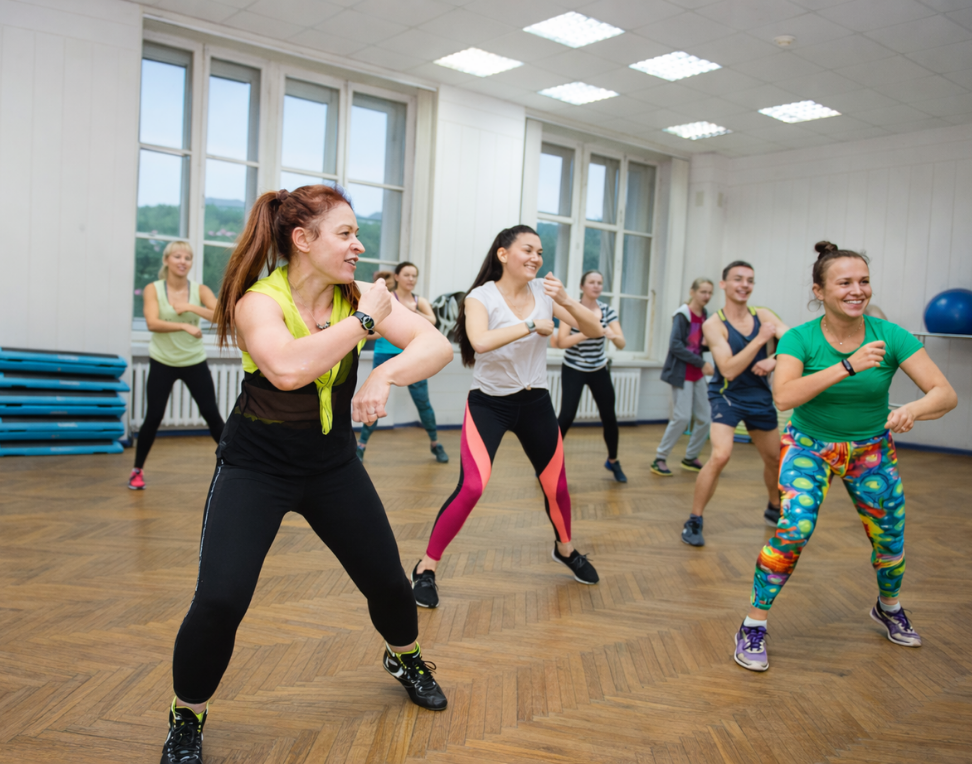 Irina leading a high-energy group class