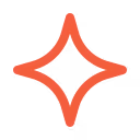 Simple red sparkle star icon with four curved points.