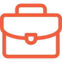 Red briefcase icon with a handle and clasp.