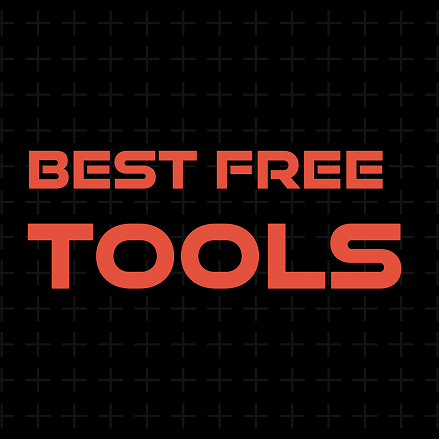 "BEST FREE TOOLS" in bold red lettering on a dark grid background.