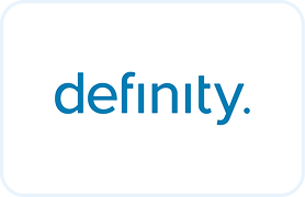 Definity brand logo with blue text on white background.