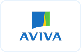 Aviva company logo with a blue, yellow, and green abstract design above the company name.