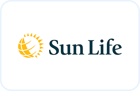 Sun Life logo with a stylized yellow sun and globe icon next to the text 'Sun Life'.