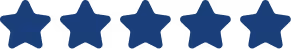 Five dark blue stars in a horizontal row representing a five-star rating.