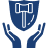 Illustration of a blue shield with a white lion face and two hands holding it from below.