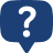 Blue speech bubble containing a black question mark symbol.