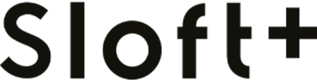 Logo Sloft+ en texte noir sur fond transparent.