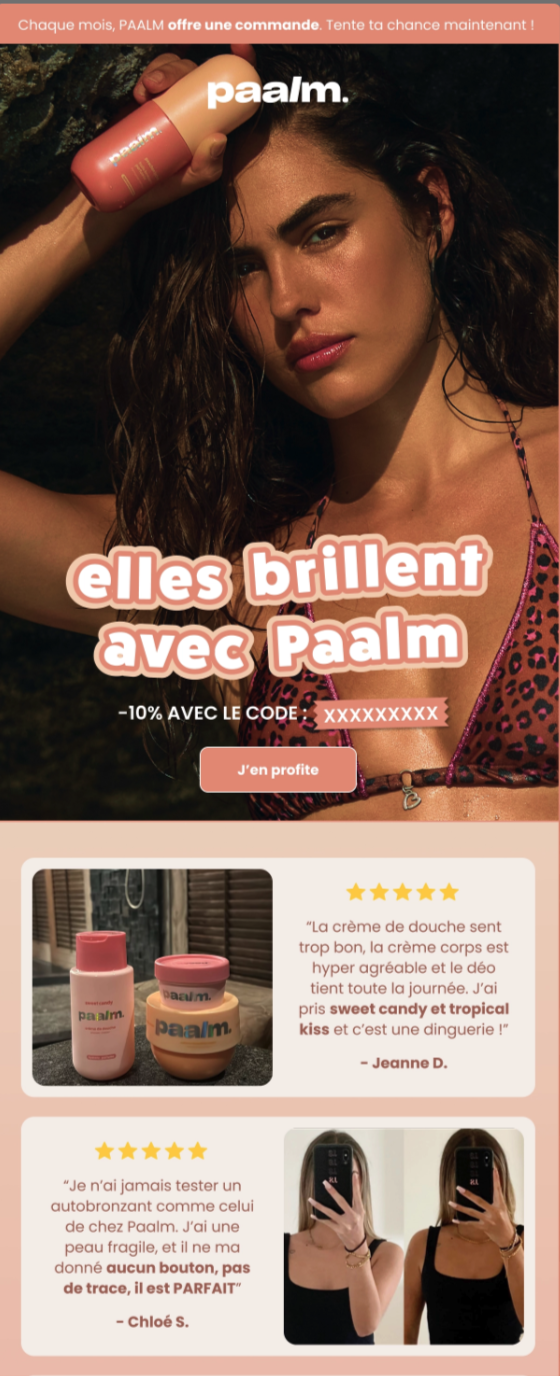 Paalm Cosmetics — campagne email