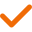 Orange checkmark symbol on a white background.