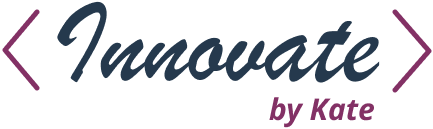Innovate by Kate logo in navy blue and pink font