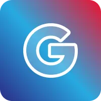 White outlined letter G logo on a rounded square background with blue to red gradient.