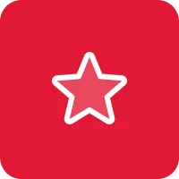 White star outline centered on a red rounded square background.