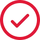 Red checkmark inside a red circle.