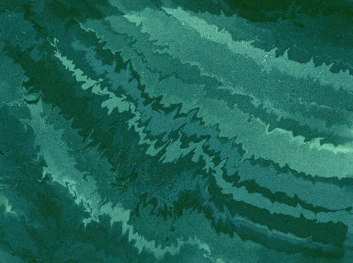 Abstract green textured pattern with wavy, zigzag lines. The overlapping shades of green create a dynamic, rippling effect, evoking movement.