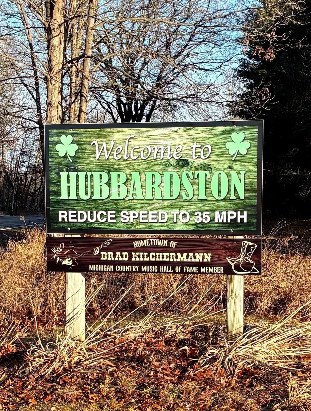 road signs for hubbardston and brad kilchermann honor