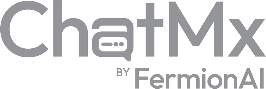 ChatMx by FermionAI logo in grey text with a stylized chat bubble icon.