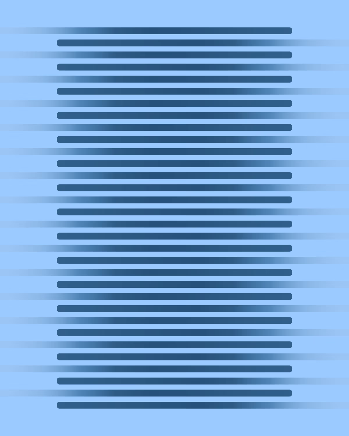 Horizontally centered lines of varying widths and lengths stacked vertically, with gradient shading creating a barrel or cylindrical illusion.