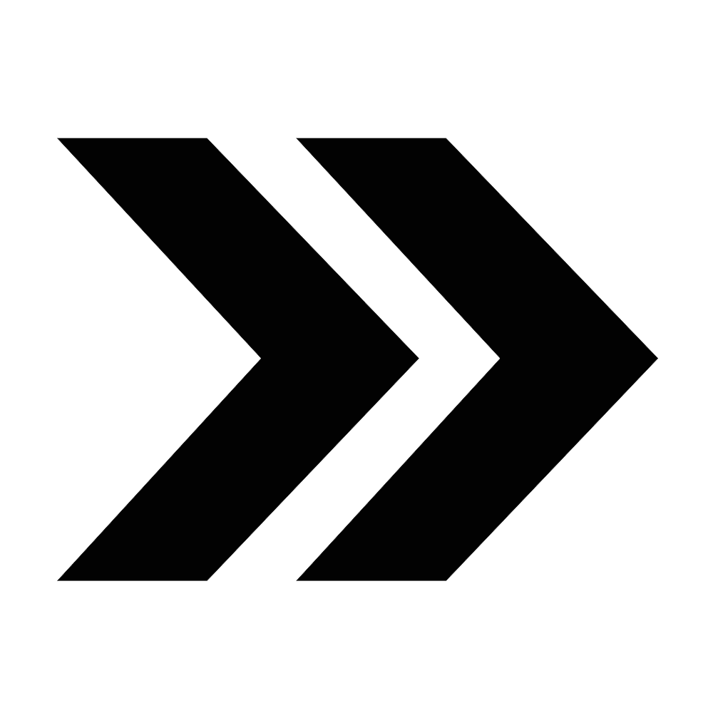Two black rightward pointing arrows side by side on white background.