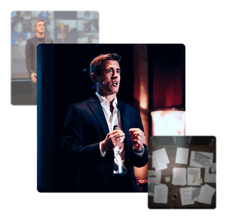 Scott Walker speaking on stage with a headset microphone.