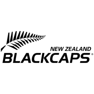 Logo of New Zealand Black Caps cricket team with a silver fern above the text.