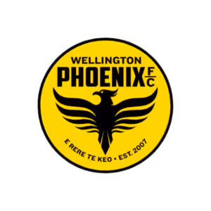 Wellington Phoenix FC logo featuring a stylized black phoenix with outstretched wings inside a yellow circle.