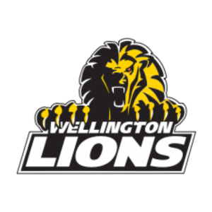Wellington Lions sports team logo featuring a roaring lion with black and yellow mane above the text 'WELLINGTON LIONS'.