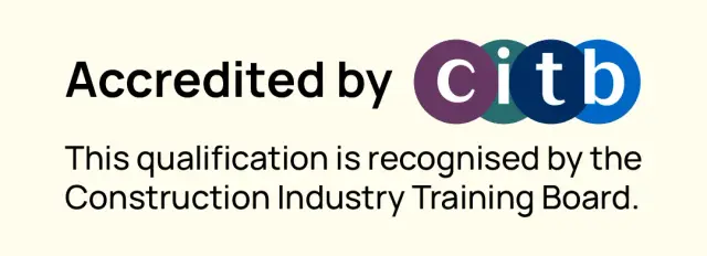 Text stating 'Accredited by citb' with the citb logo, followed by 'This qualification is recognised by the Construction Industry Training Board.'