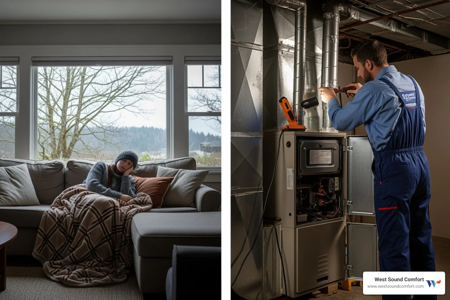 My furnace is blowing cold air in Bainbridge Island, WA. Who can I call to fix it today?