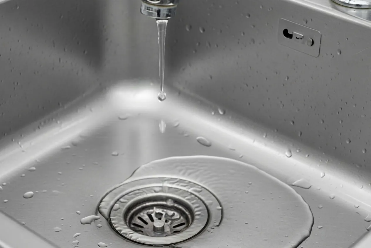 Infographic showing the 5 most common household plumbing problems: dripping faucets, slow draining sinks, clogged toilets, running toilets, and low water pressure, with simple icons and brief descriptions for each issue - plumbing services