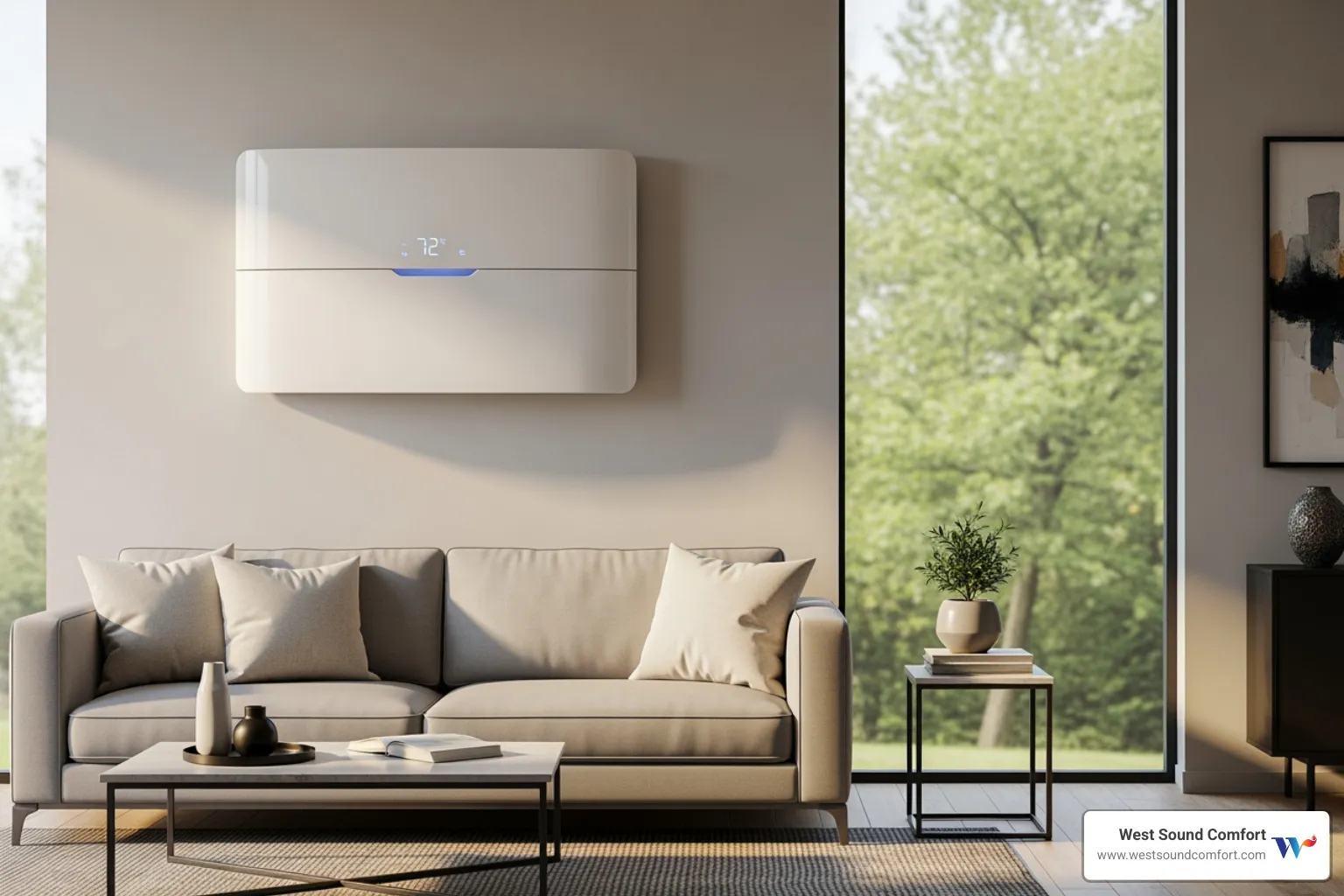 sleek, wall-mounted indoor ductless unit - ductless mini-split company near me in allyn, wa