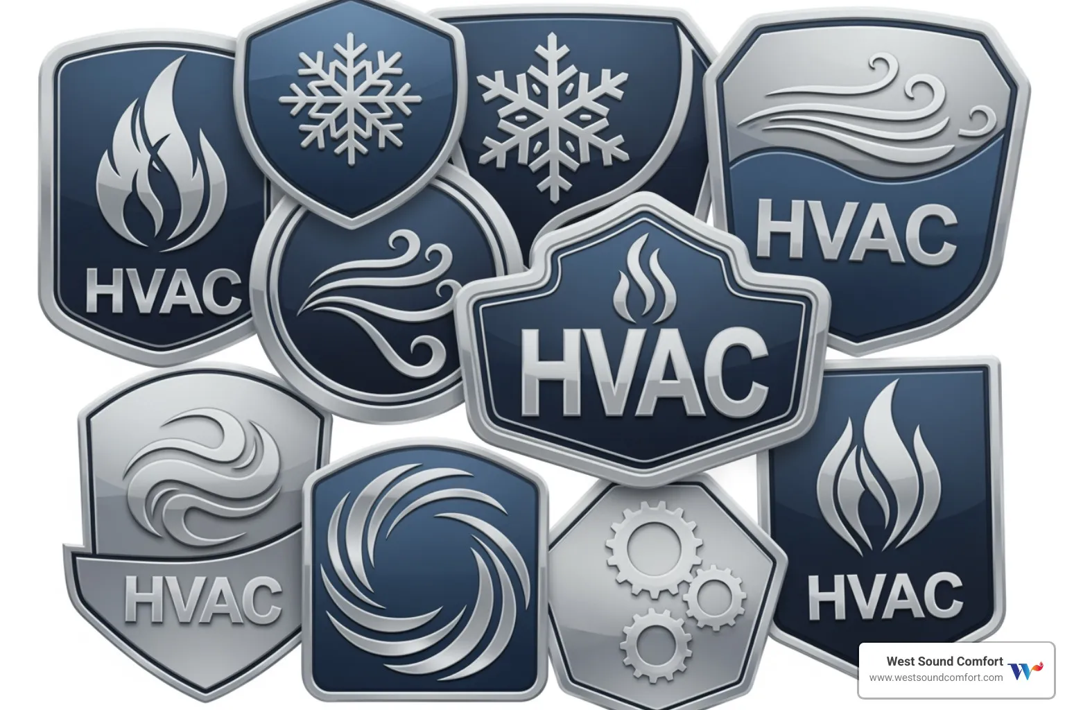 professional certification logos relevant to HVAC technicians - certified heat pump technician in allyn, wa