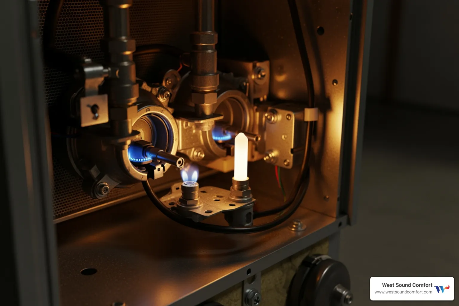 Furnace's internal components like the pilot light or ignitor assembly - furnace blowing cold air in tahuya, wa
