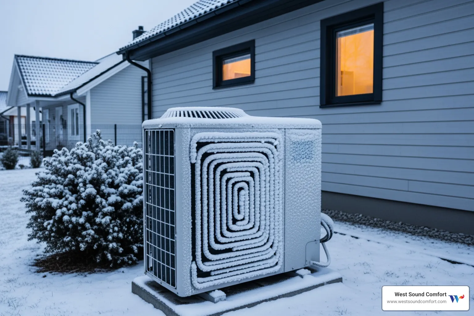 heat pump outdoor unit with frost on the coils - heat pump repair in lemolo, wa