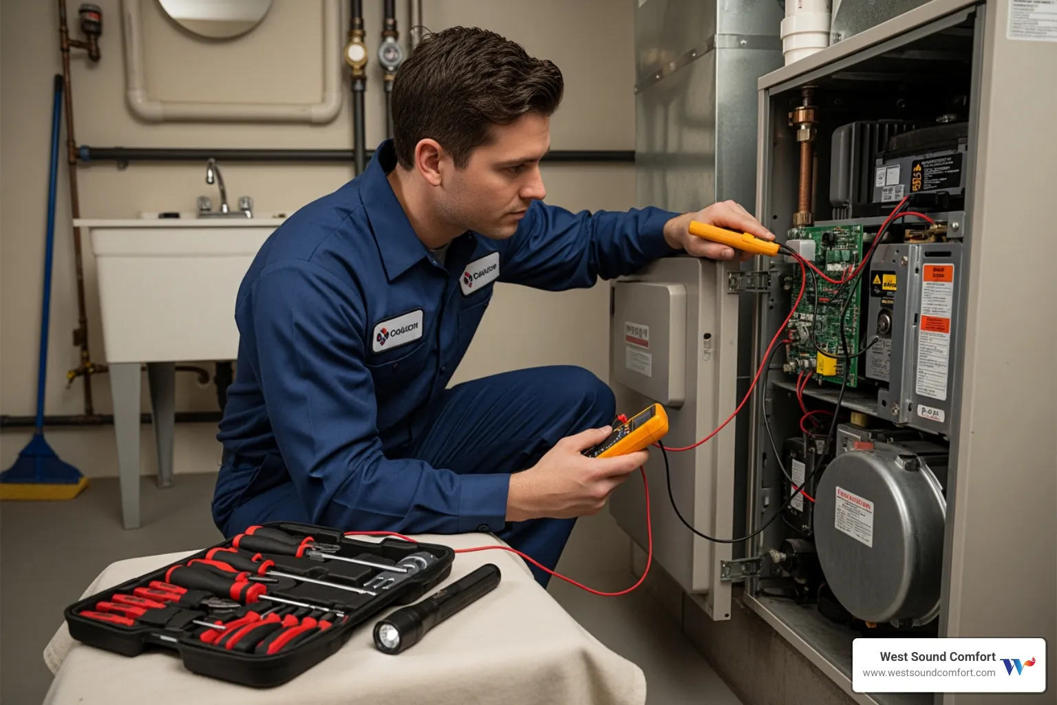 certified hvac technician working on home heating system - certified hvac technician in bremerton, wa