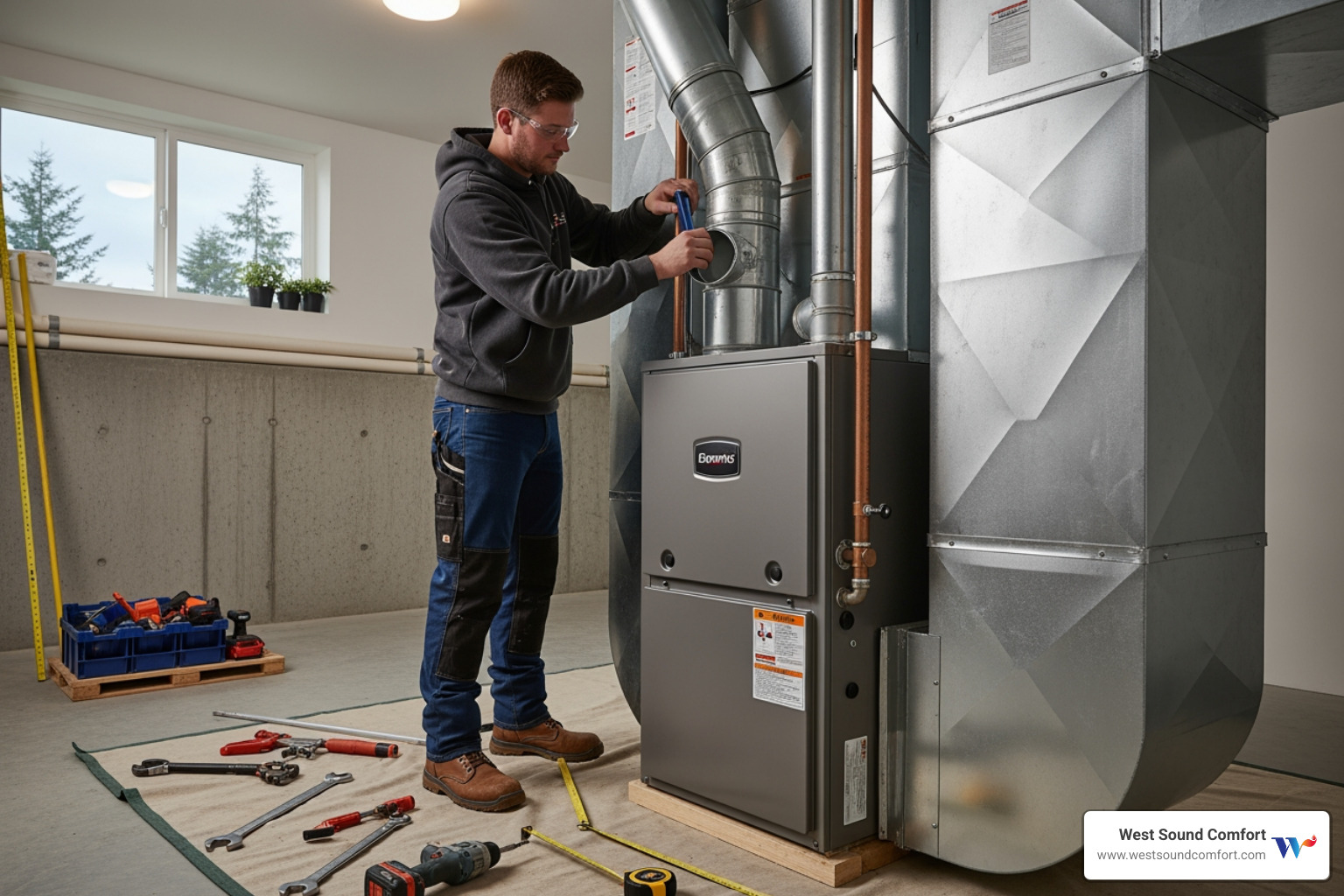 Infographic explaining the key benefits of a new furnace installation - residential furnace installation in silverdale, wa