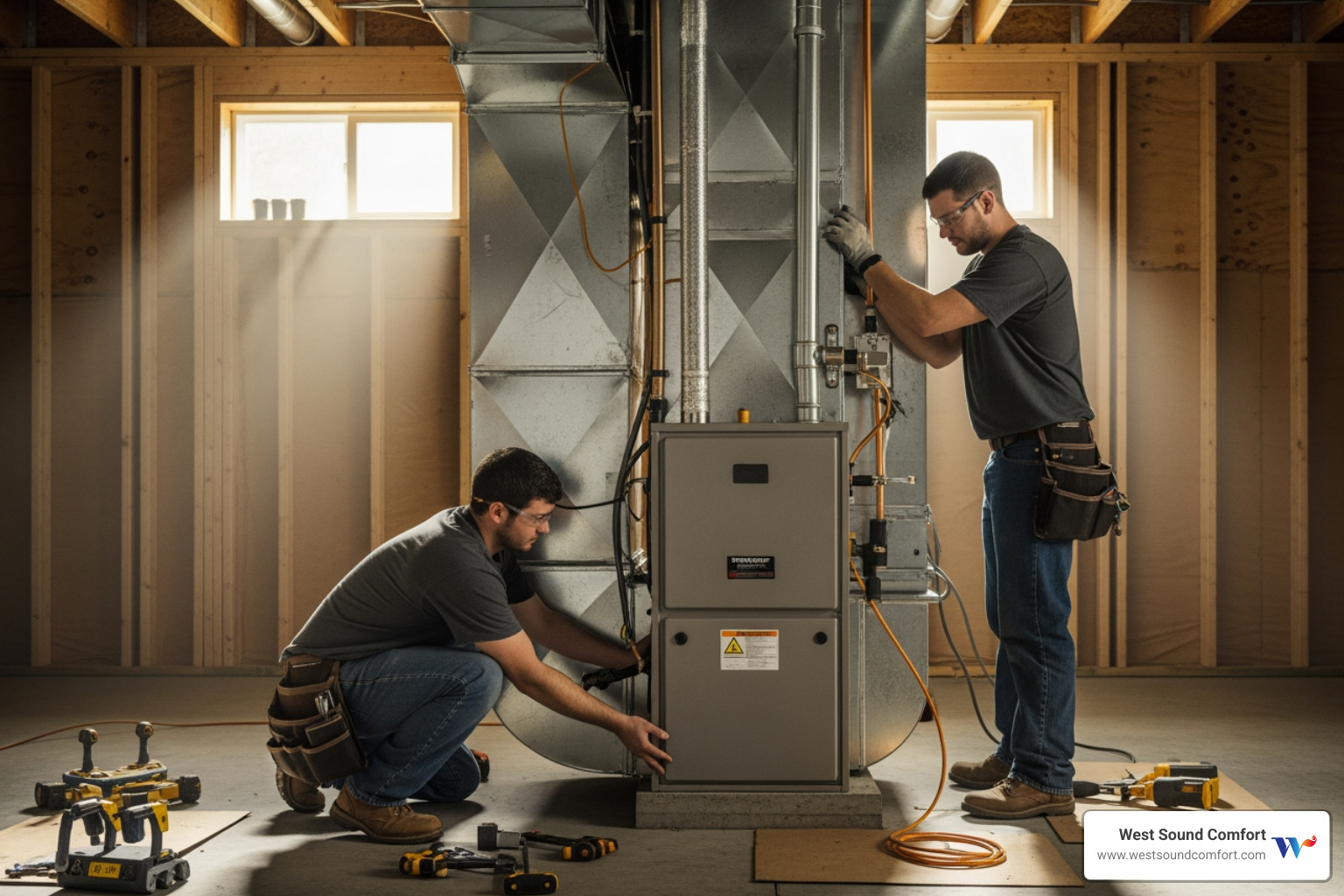 A warm and cozy living room with a window showing a rainy Silverdale, WA scene - affordable furnace installation in silverdale, wa A warm and cozy living room with a window showing a rainy Silverdale, WA scene - affordable furnace installation in silverdale, wa
